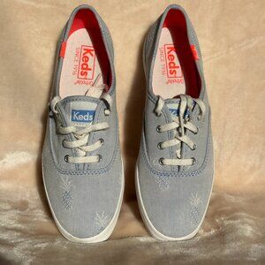 Keds OrthoLite Canvas Embroidered Pineapple Chambray Sneakers Women's 6 NWOT